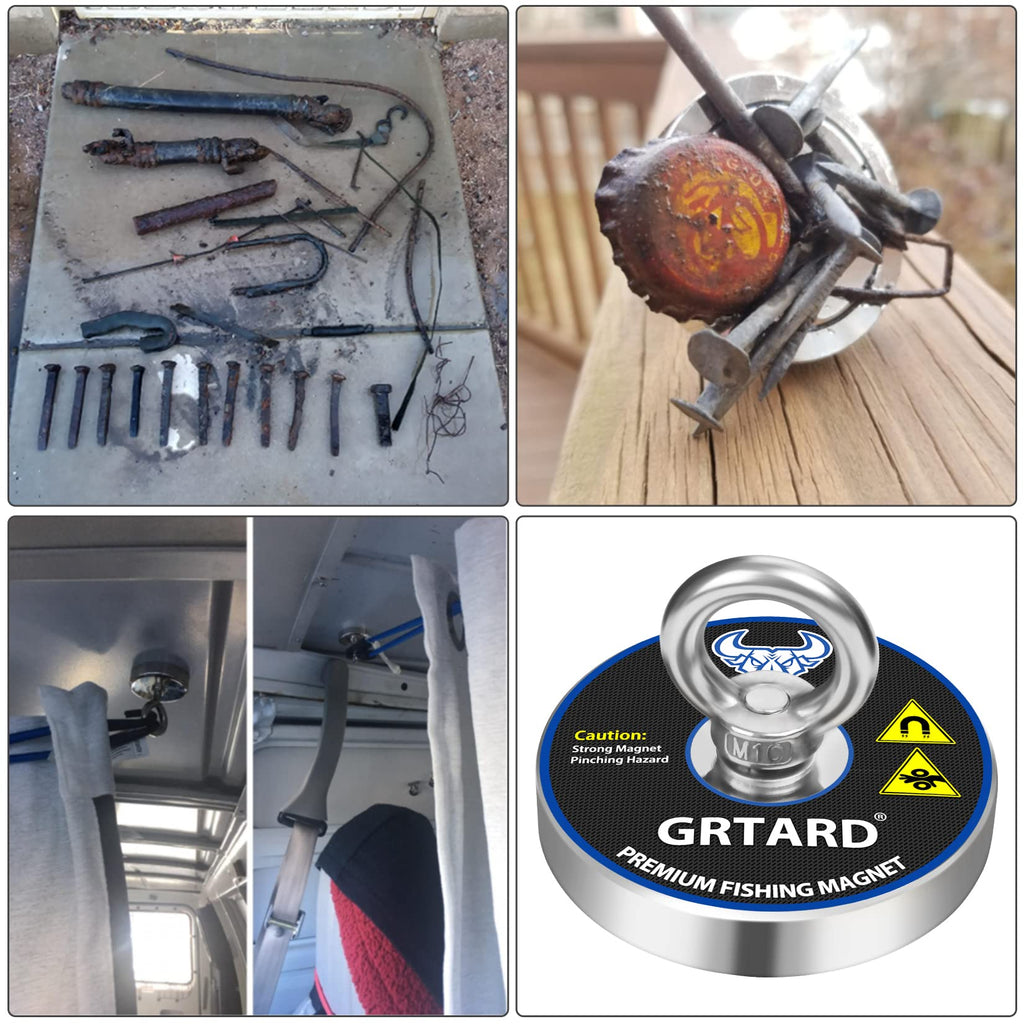 Grtard 1000LBS Fishing Magnet Kit with Case for Men's Gifts, 3.54-inch Diameter Magnet Fishing Combined Strong Pulling Force for Magnetic Fishing and Heavy Duty Use, Gifts for Men, Dad, Husband