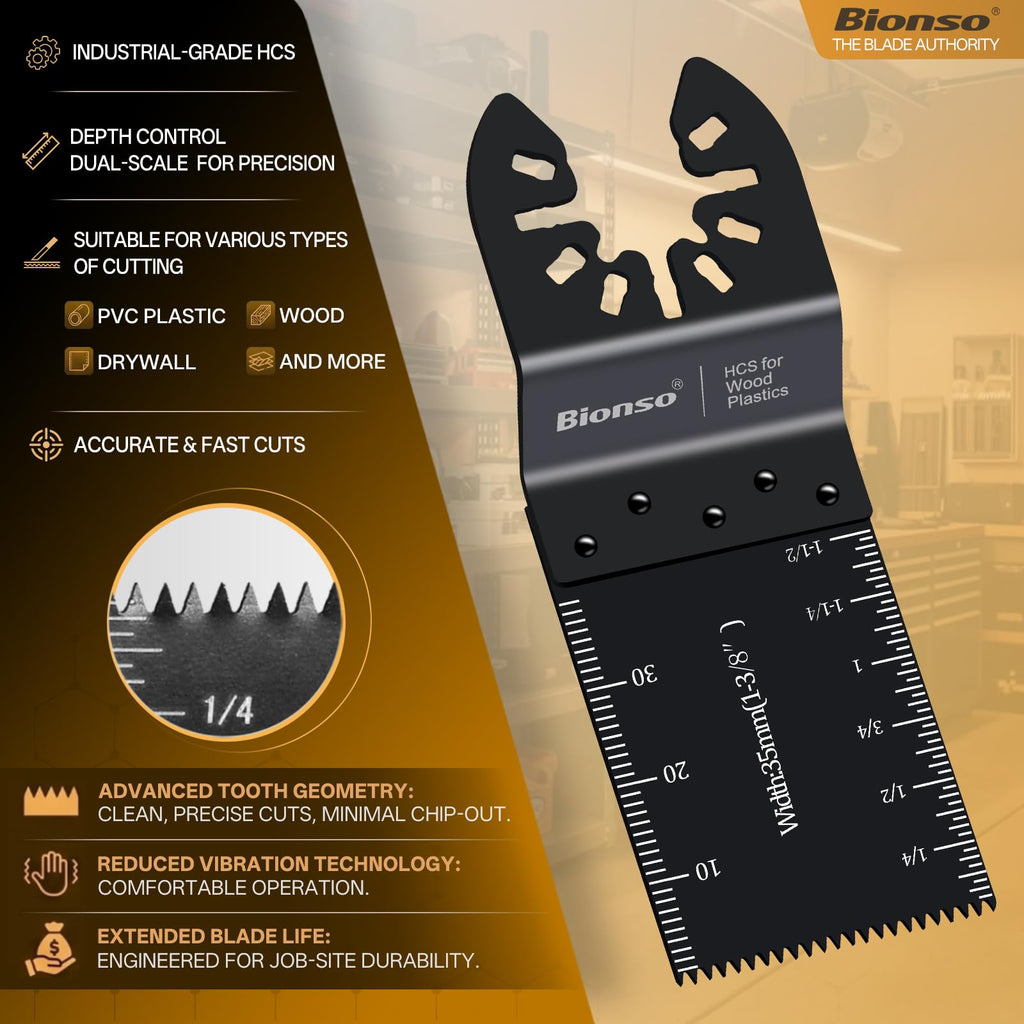 Bionso 55PCS Oscillating Saw Blades, Professional Universal Titanium Multitool Blades for Wood Plastics Metal, Quick Release Multi Tool Kits Fit Dewalt Ryobi Milwaukee Rockwell Fein Makita