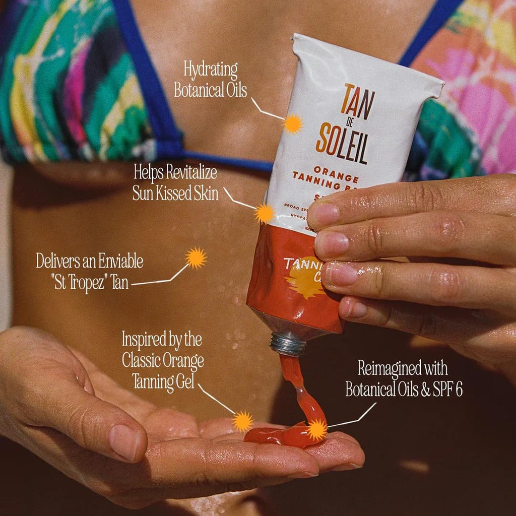 Tanning Club - Tan De Soleil Orange Gel - SPF 6 Sun Tanning Lotion - Botanical Formula for Sun-Kissed Glow - 100ml