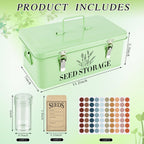 Seed Storage Box , Metal Seed Organizer Saving Box, Seeds Packet Container
