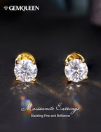 GEMQUEEN Moissanite Earrings Studs 925 Sterling Silver Hypoallergenic 0.6CT