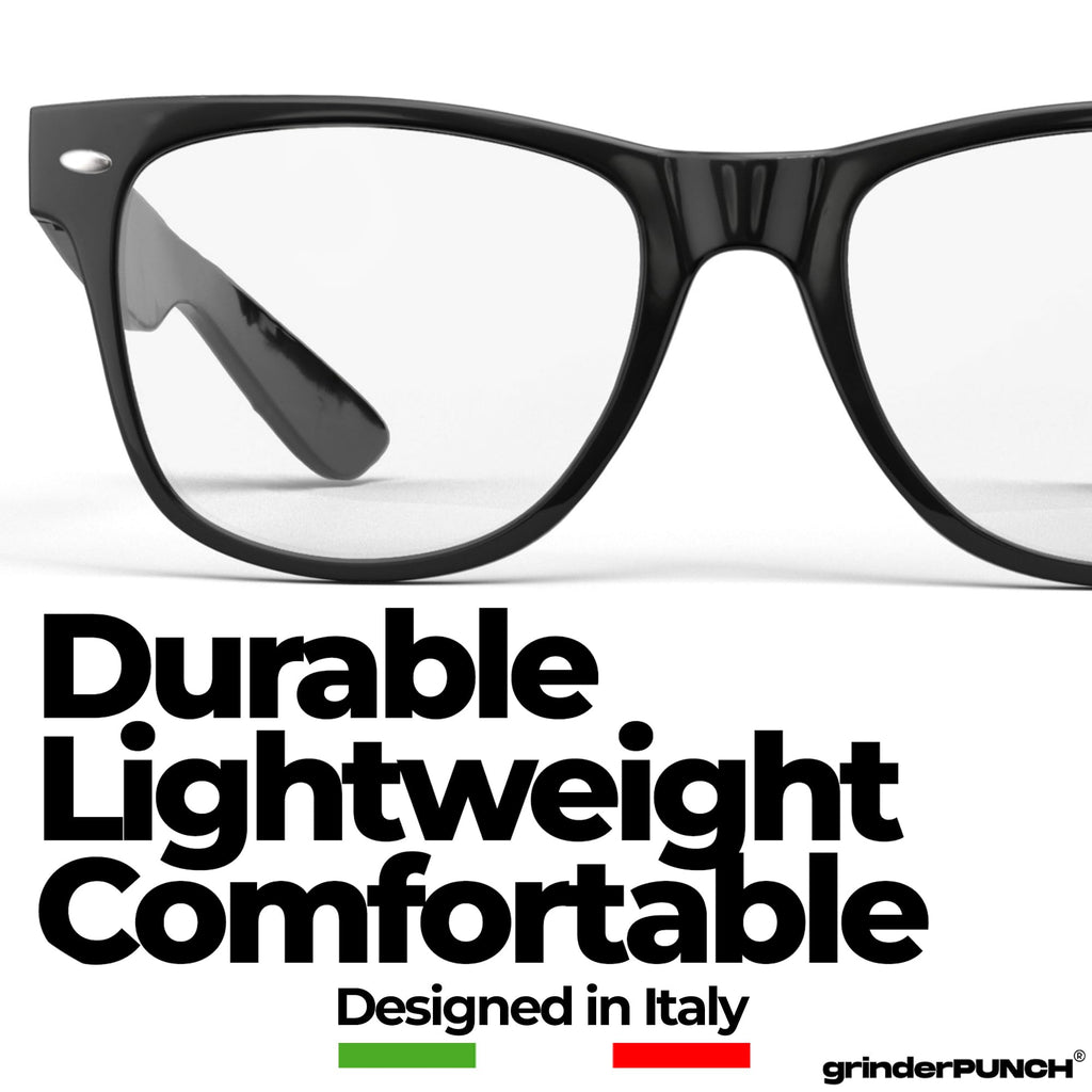 grinderPUNCH Blue Light Reading Glasses High Magnification Strong Reading Power Readers For Men Woman (Black, 1.5, x)