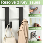 VINHOLD Heavy Duty Stainless Steel Over-Door Hook for Coats, Totes, Towels – Easy Install Door Hooks with Non-Slip Pads for Bedroom Bathroom Entryway Office (Black, 2 Pack, Fits 1-3/4" Thick Door)