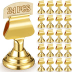 Kathfly 24 Pcs Wedding Table Number Holders 1.7 Inch Gold Mini Metal Place Card Holders Bulk Harp-clip Table Sign Stands Card Holder Display Picture Memo Notes Menu for Restaurants Birthday Decor