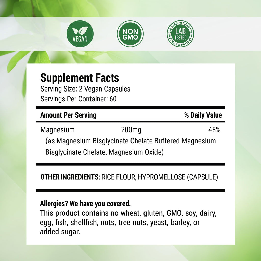 Nested Naturals Magnesium Glycinate Chelate - 200mg Chelated Magnesium Supplement for Muscle Cramps, Relaxation, & Sleep Support - 100% Albion TRACCS Buffered Magnesium Glycinate - 240 Vegan Capsules