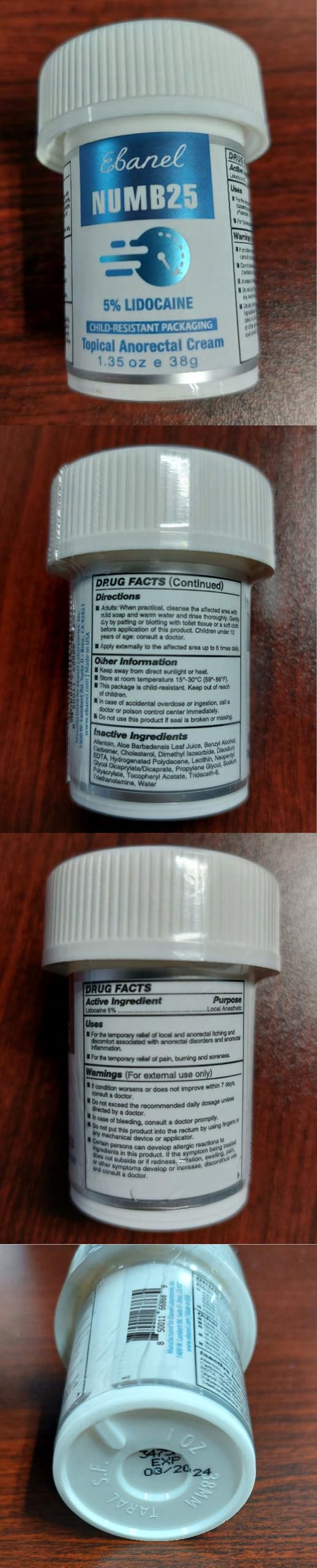 Ebanel 5% Lidocaine Numbing Cream, Pain Relief Cream Burn Itch Cream, 2-Pack Topical Anesthetic Lidocaine Cream Maximum Strength with Vitamin E for Local and Anorectal Uses, Hemorrhoid Treatment