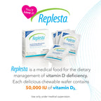 Replesta 50,000 IU Vitamin D3 Cholecalciferol, for Vitamin D Deficiency, Once-Weekly Chewable Wafer, Non-GMO, Natural Orange Flavor, 4 Count (Pack of 1)
