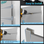 Ezlaino 4x4ft PVC Slat Wall Paneling - Thickened & Durable, Waterproof, Versatile | Fits Most Slatwall Accessories (Not Included) | Ideal for Garage, Home & Store Organization, Gray