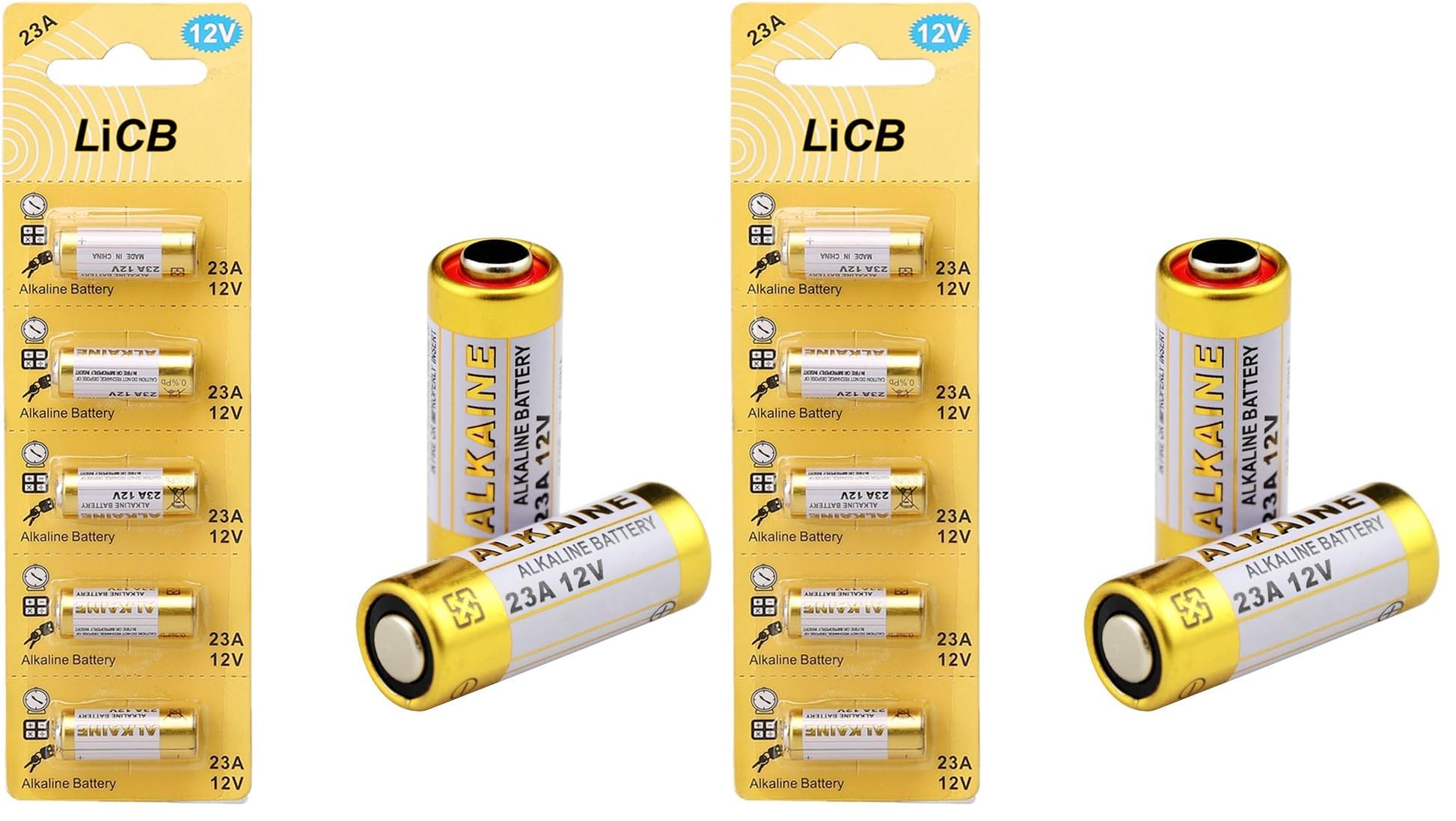 LiCB A23 23A 12V Alkaline Battery (10-Pack)