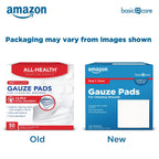 Amazon Basic Care Gauze Pads, 4x4 inches, Sterile, 50 Count | Pack of 4 | For Minor Injuries | Previously All Health