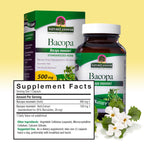 Nature's Answer Bacopa Monnieri | Helps Improve Memory | NON-GMO| No Preservatives | Gluten-Free, Vegan & Vegetarian – 500mg (90 Capsules)