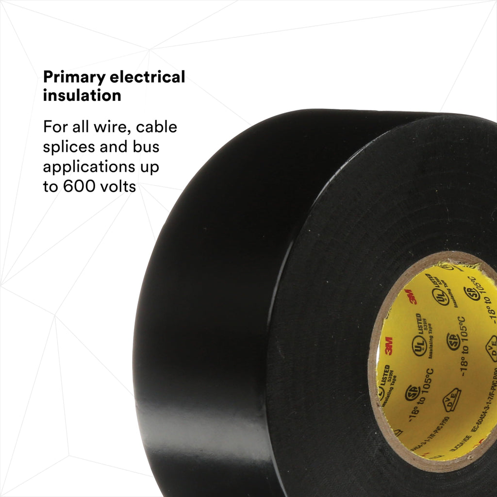3M Scotch Super 33+ Electrical Tape, 3/4 in x 52 ft, 1 Roll, Black
