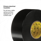 3M Scotch Super 33+ Electrical Tape, 3/4 in x 52 ft, 1 Roll, Black