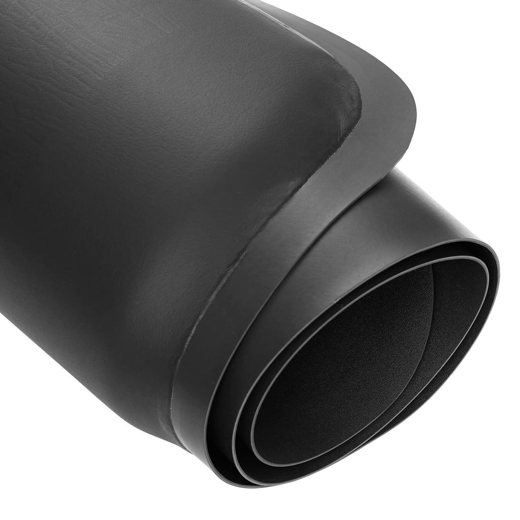 Saloniture 3 ft. x 5 ft. Barber & Salon Floor Mat for Square Chair Base - 1/2 in. Thick Black Semi-Circle Anti-Fatigue Stylist Station Mat