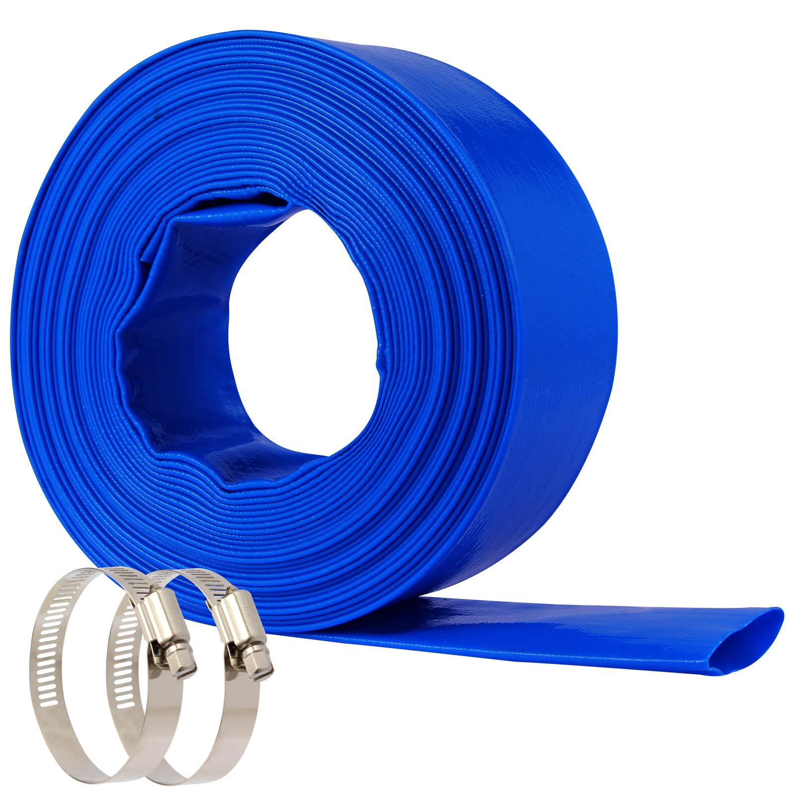 NetLea Heavy-Duty Pool Backwash Hose,1-1/2-inchx50 ft Reinforced Leak Proof Design with 2 Stainless Steel Clamps 1.5Inch, Weather Resistant, Bursting, Ideal for Pool Backwash, Sump Pump Drainage