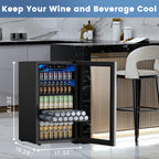 Electactic Mini Fridge 130 Can Beverage Refrigerator Cooler, 3.2 Cu.Ft Drink Fridge for Soda Wine Beer, Adjustable Temperature Control for Home Office, Black