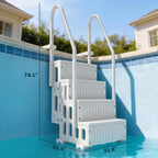 Outsunny 4-Step Swimming Pool Ladder, HDPE with Dual Handrails and Non-Slip Steps for Above Ground Pools, Entry/Exit Ladder, Fits 46.1" - 57.9" High Walls, 396 lbs. Load Capacity White