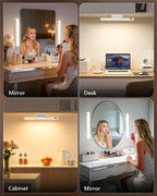 WILLED 5W Mirror Lights with Remote Control,Eye-Friendly Vanity Lights Stick on,Adjustable Color Temperatures Makeup Light with Battery Level Display,Rechargeable Light bar for Bathroom(2 Pack)