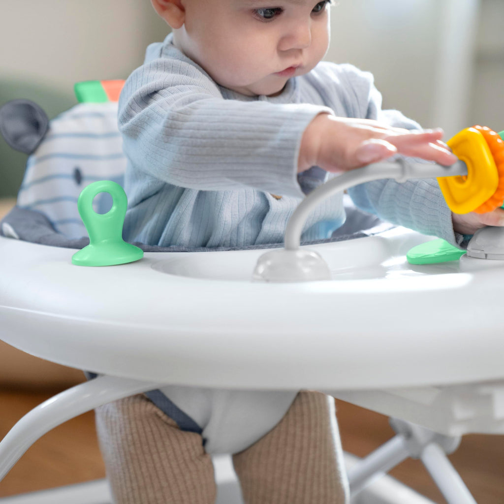 Ingenuity Smooth Strides Activity Baby Walker - Chambray, Developmental Walker, 3 Adjustable Heights, Toys Included, 6M-12M