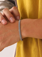 U7 Silver Bracelet for Men Stainless Steel Cuban Link Bracelets 5mm 7.5"