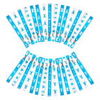 WANDIC 30 Pcs Light Blue Ribbon Bracelets, 5 Style Polyester Single Side Adjustable Prostate Cancer Awareness Support Wristband for Event Fundraising, 6.89 * 0.59 * 0.07, no Gemstone
