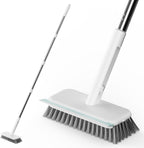 AIR U+ Concrete Scrub Brush, Long Handle, 7-Row Wire Bristles, Squeegee
