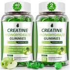 Creatine Gummies for Men & Women - Creatine Monohydrate Gummies 5g, Low Sugar Creatine Supplement for Muscle Builder, Energy Boost & Pre-Workout Supplement, Green Apple Flavor, 160 Gummies (2 Bottles)