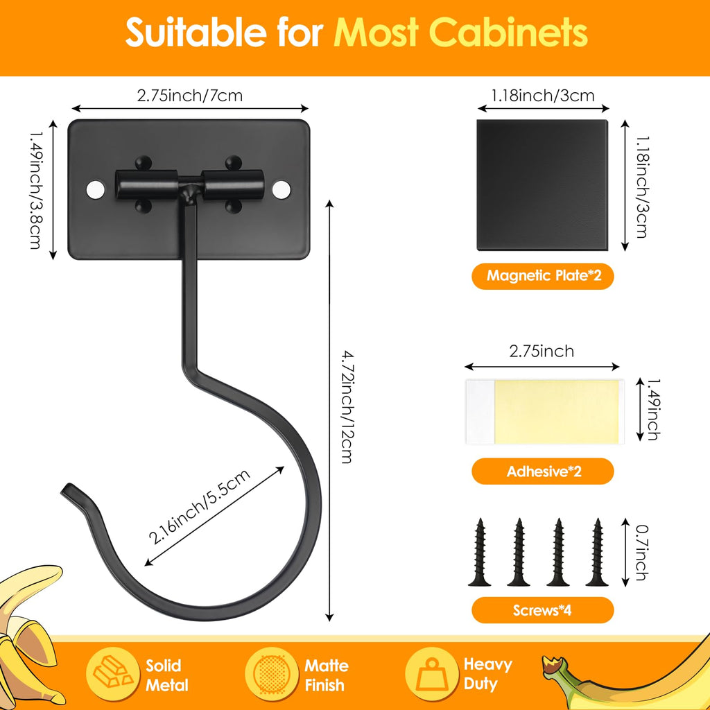 Fitnice 2PCS Self Adhesive Banana Hook Under Cabinet Foldable Banana Hanger