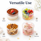 Plastic Dessert Cups with Lids and Sporks,Stickers,Tiramisu Containers,Cookie Containers,Clear Food Containers for Fruit,Pudding,Mousse, Tiramisu Cups With Lids (30pcs,Clear,3.66 * 3.66 * 2.36 in)