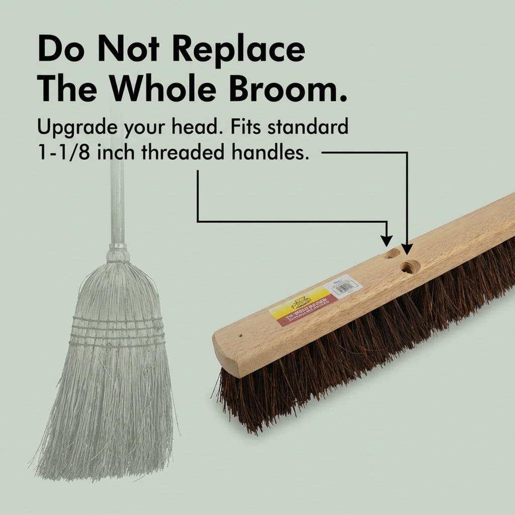 Janico Bristles Outdoor Surface Push Broom with Palmyra Bristles (18 Inch)