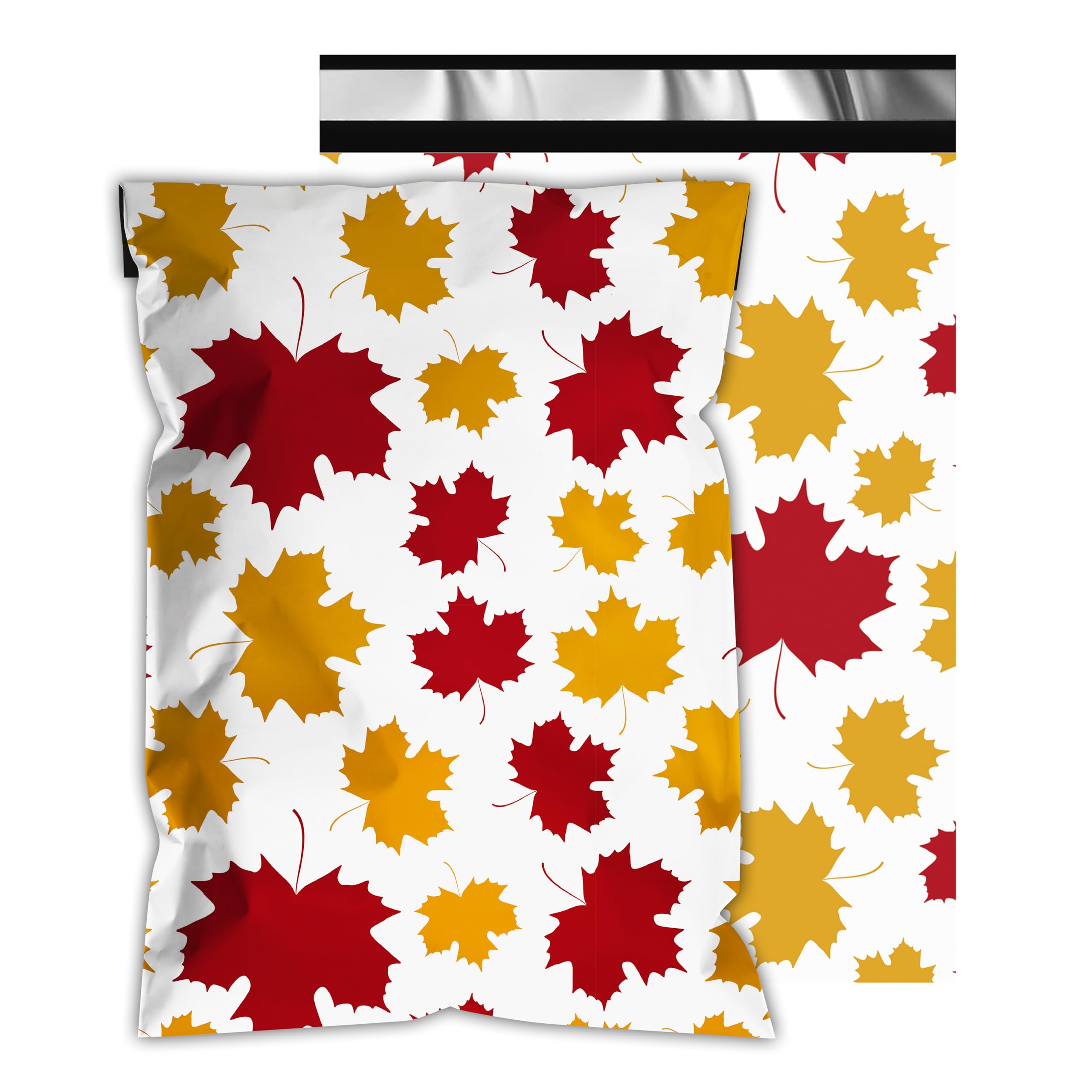 Poly Mailers 14.5x19 Inch 50 Pcs - Maple Leaf printed Shipping Bags, 2.4mil Thickness, Waterproof and Tear Resistant Mailing Envelopes, Self-Sealing Packaging Bags for Small Business