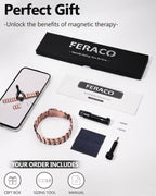 Feraco Copper Bracelet for Men 3X Strength,Magnetic Therapy Bracelet Copper Jewelry with Powerful 3800 Gauss Magnets