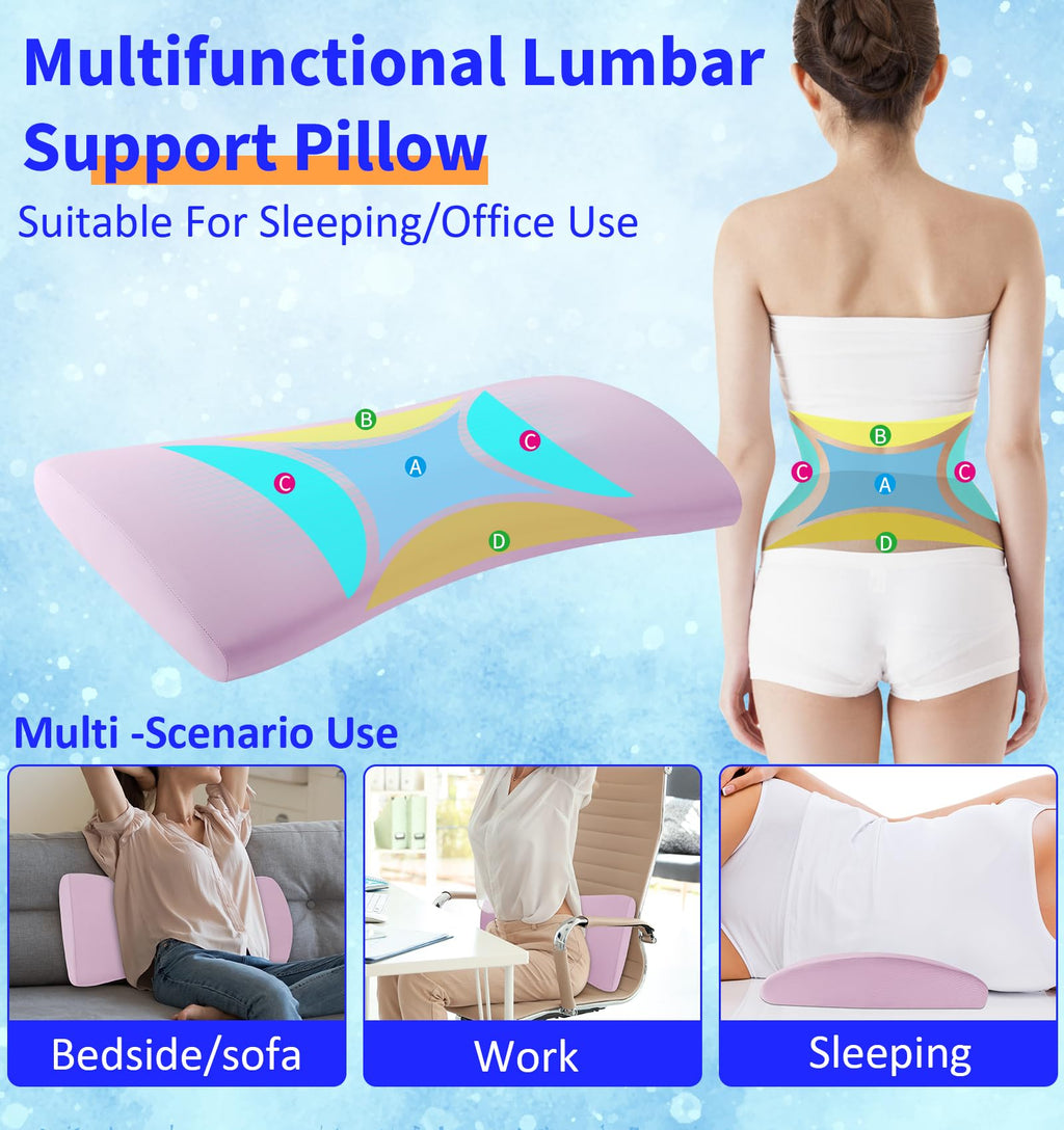 vamorry Poufs Lumbar Support Pillow for Bed Relief Back Pain: Lower Back Pillow for Sleeping - Memory Foam Waist Pillow - Back Wedge Bolster Pillow for Side, Back&Stomach Sleepers - Bed Rest Pillow
