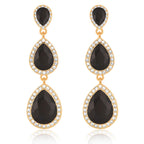 Black Earrings for Women, Vintage Rhinestone Teardrop Statement Earrings