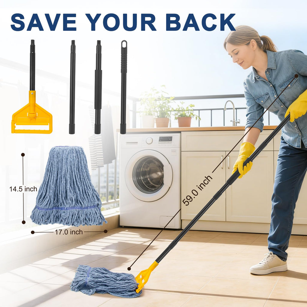 KeFanta 2 Pack Commercial Mop Heavy Duty Industrial Mops,60" Long Handle