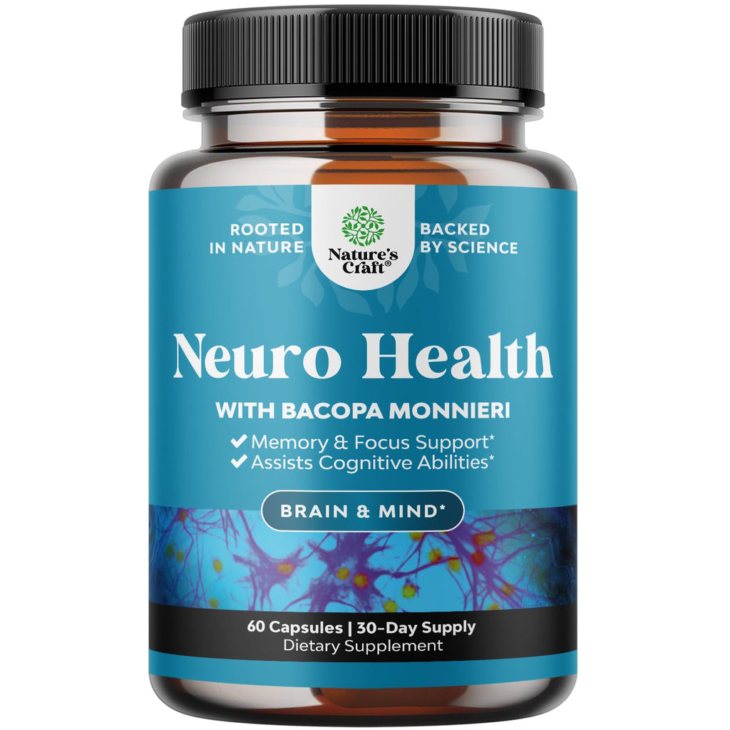 Nootropic Brain Supplement for Memory and Focus Support - Vitamins for Mental Support & Clarity with Bacopa Monnieri, VIT A, B6, Riboflavin, Niacin, Thiamin & Folate - Cognitive Complex - 60 Ct