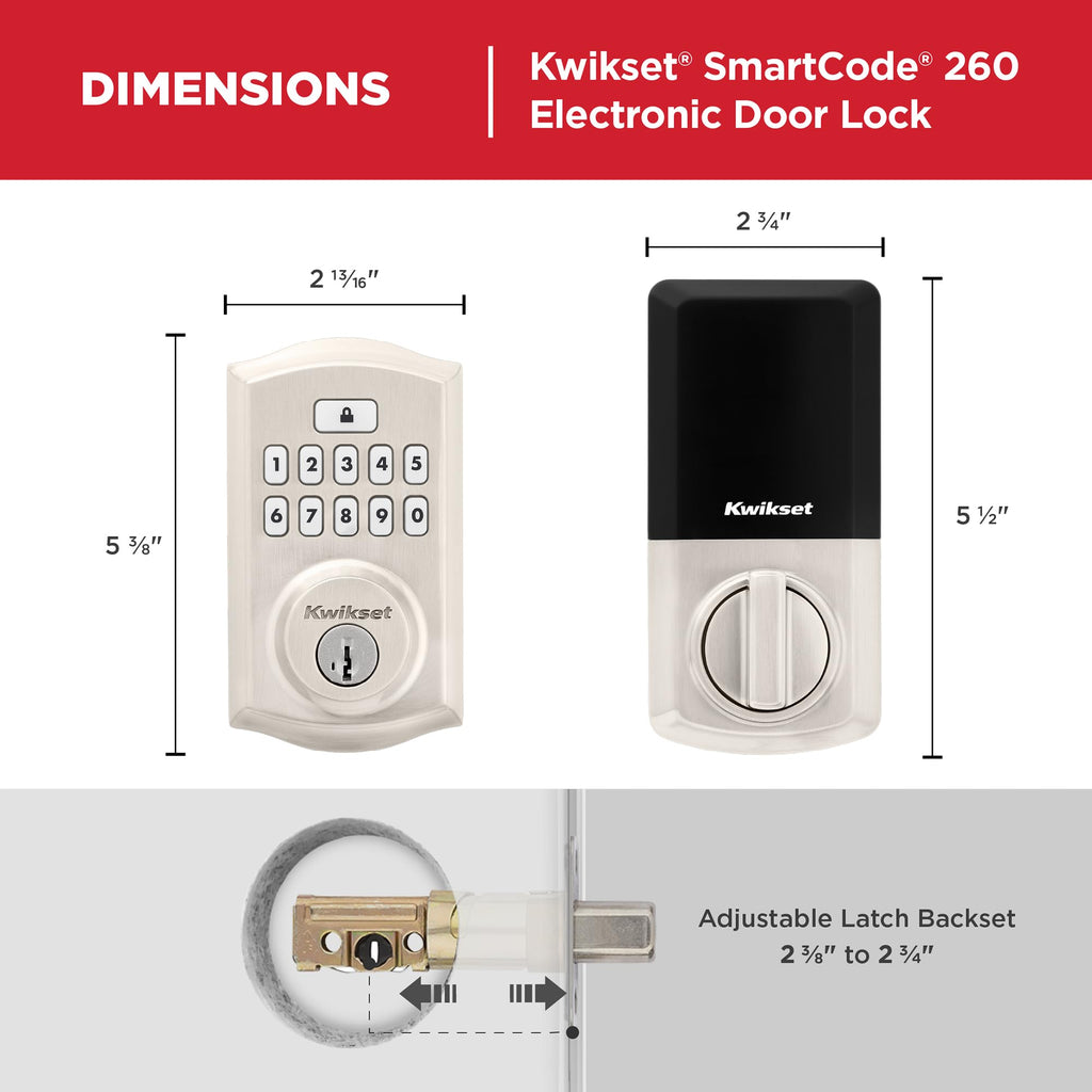 Kwikset SmartCode 260 Keyless Entry Electronic Keypad Deadbolt Door Lock
