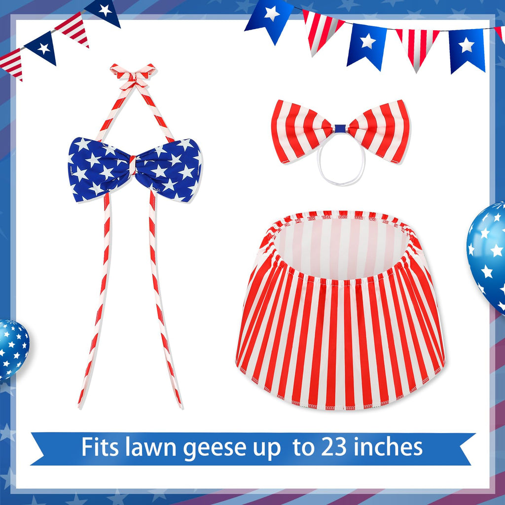 Silicherry 4th of July Goose Outfit Set Patriotic Lawn Porch Goose Clothes American Flag Goose Costume Independence Day Goose Outfit for 23'' Plastic Goose Outdoor Patio Yard Lawn Art(Bikini)