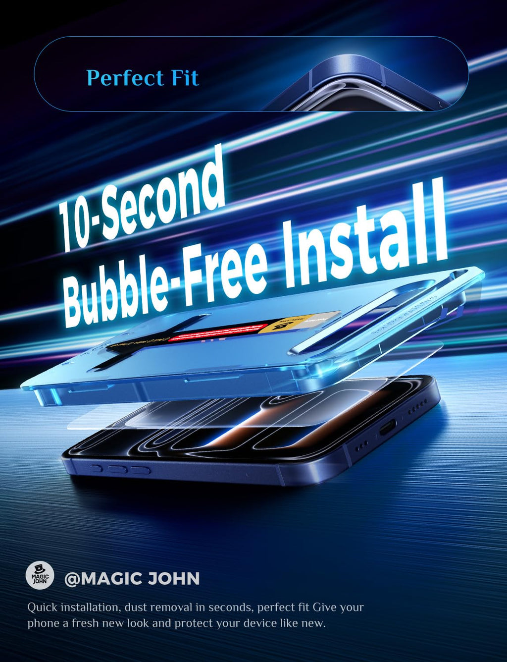 MAGIC JOHN Easy Installation for iPhone 17 Pro Screen Protector, 2 Pack