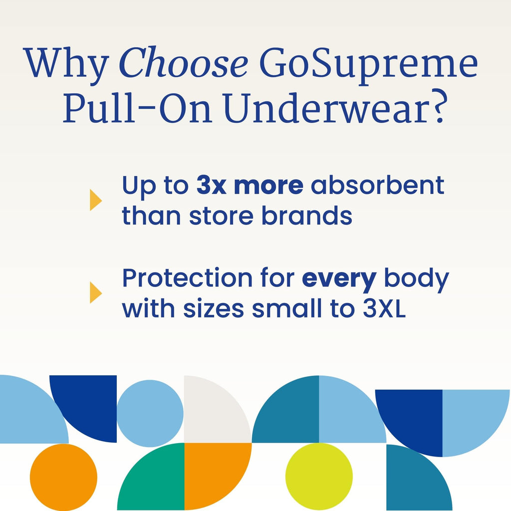 NorthShore GoSupreme Overnight Pull-On Underwear, 8-Hour Leak Protection, Medium, 56-Count Case, White, (30-40 in Waist), Unisex Adult Diapers