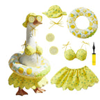 Summer Porch Goose Outfit Set for 23'' Cement Plastic Lawn Goose Statue,Funny Lemon Bikini Clothes with Inflatable Swim Ring, Sun Hat & Glasses, Cute Beach-Themed Decor for Outdoor Yard Statues