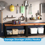 GeeWatom Garage Storage Utility Hooks，Garage Garden Tool Organizer，Steel Wall Mount Hooks, Garden Small U Hooks (4 Pack-Black)