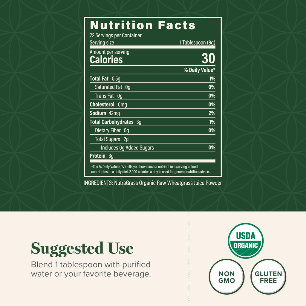 Global Healing Wheat Grass Powder Organic 180g - Nutrient-Dense, Raw Wheatgrass Juice Powder (33:1 Extract) with Strong Antioxidants for Immune Support & Energy Boost - Cold-Process, Non-GMO - 6.3 Oz