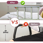 JIKEXINGMENG 30″ Folding Bed Rail–Safety Bed Rails for Elderly Adults (Twin–King,Tool-Free) Supports300lbs|Non-SlipStrap&FoamBase|180°Fold-DownDesign|Height17–21″Adjustable|PaddedGrip&OrganizerPouch