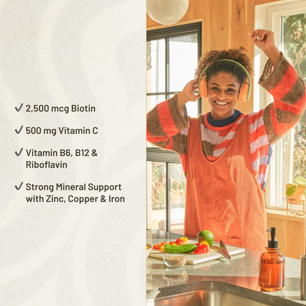 KAL Hair Force Supplement - High Potency Biotin, Hair, Skin, and Nails Vitamins for Women & Men, Contains Vitamins C, E, and B6, Hair Nutrition for Adults - 60 Ct Veg Caps