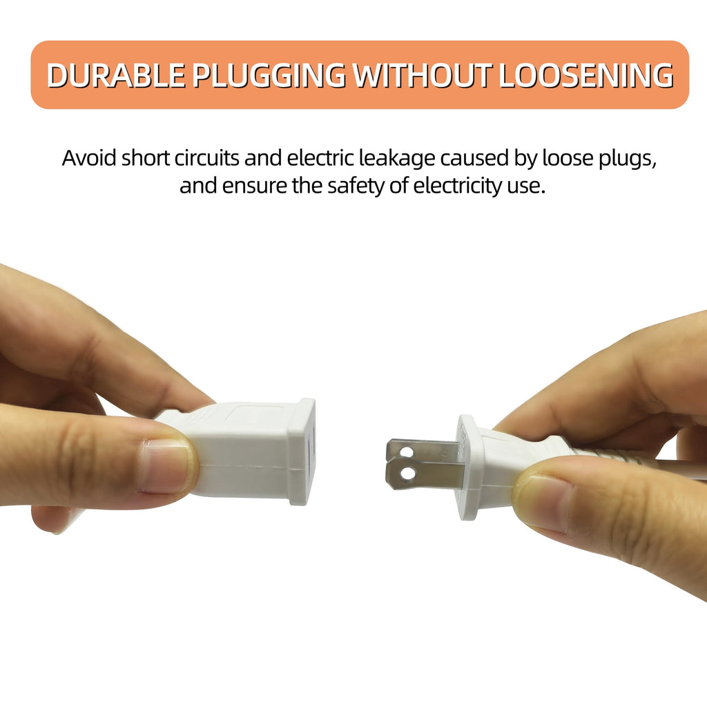 6FT 2 Prong White Slender Short Extension Cord, 18AWG NISPT-2 10A 125V Polarized Plug - Indoor Small Single Power Cord Wire for Christmas Lights, Behind TV/Couch, Home Office Use (2 Pack)