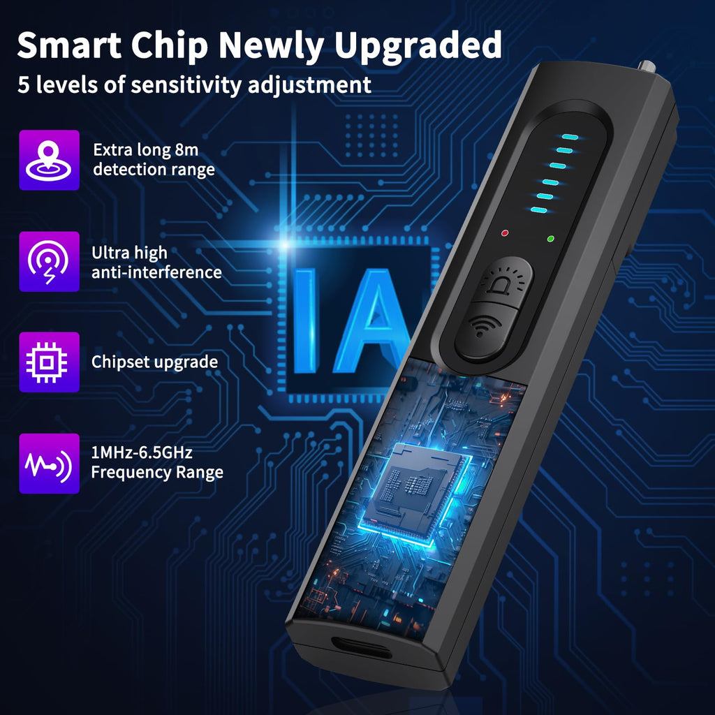 CoolMouse Hidden Camera Detector, 2026 AI Upgraded Spy Camera Finder, 5 Sensitivity Levels 4 Detection Modes, 25H Working Time, Signal Scanner Device Finder for Hotel Car Office Home Travel
