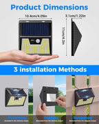 Peasur Solar Lights Outdoor Motion Sensor, 6 Pack 140 LED Solar Powered Fence Light Waterproof, 3 Modes Security Wall Lighting for Outside Yard Deck Garden