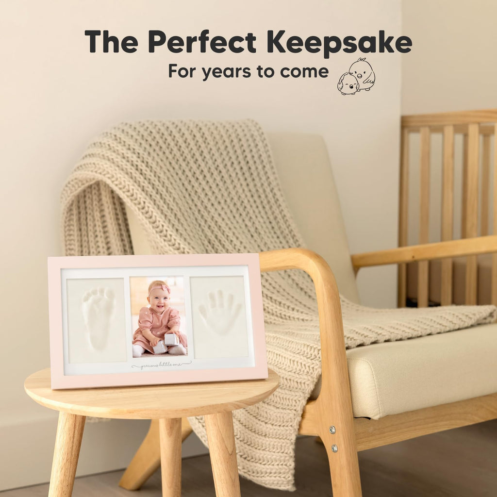 KeaBabies Baby Hand and Footprint Kit, Clay Keepsake Frame (Petal Pink)