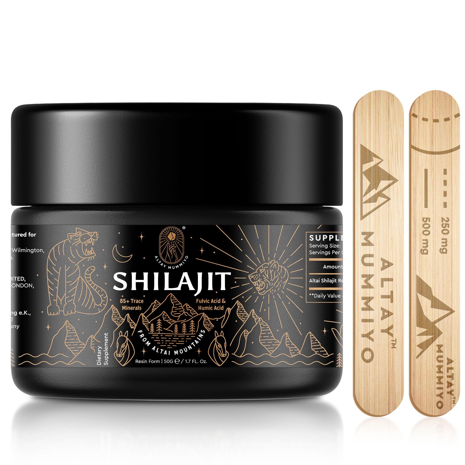 Shilajit Resin with Fulvic Acid & Trace Minerals, Original Siberian Shilajit Pure with 85+ Humic Acid Supplement Gel for Energy & Immune System - 100 Serving / 50g